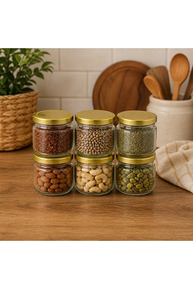 | 6-Piece Premium Gold Lids Multi-Purpose Glass Storage Container and Gourmet Presentation Set (300 Cc)