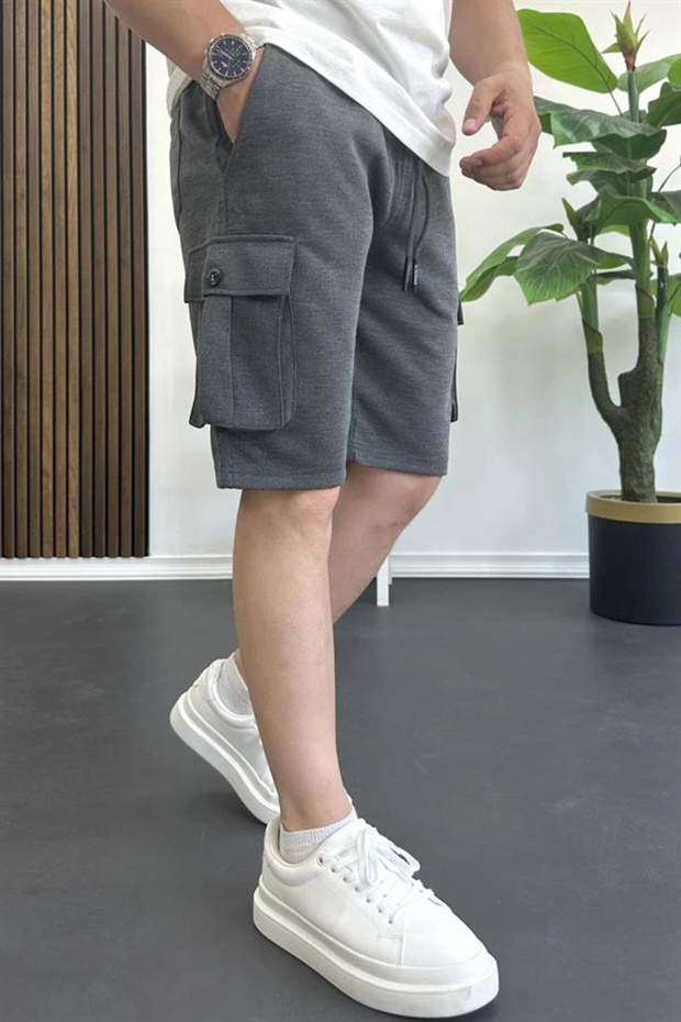 Men's Elastic Waist Pocket Shorts Anthracite Edw388