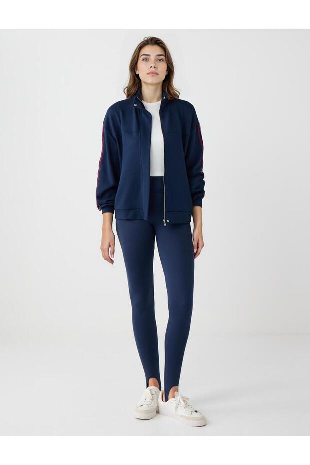 Navy Blue Slim Fit Regular Waist Knitted Leggings