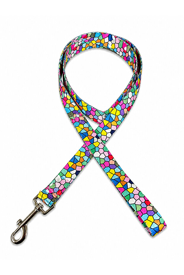 Rainbow Patterned Adjustable Dog Collar and Leash Set 3 Sizes S - L - m