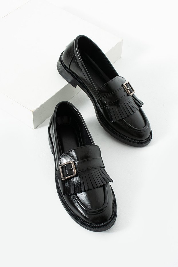 Black Patent Leather Shoes Loafer Moccasin Casual Ergonomic Comfortable Soft Sole Masculine Shoes