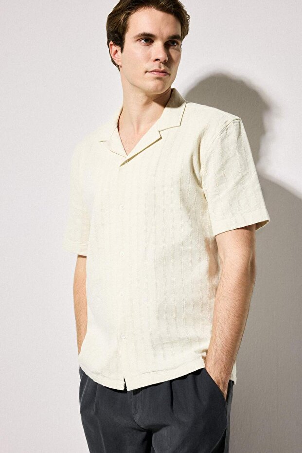 100% Cotton Regular Fit Polo Collar Short Sleeve Shirt H2520Ax26Sm