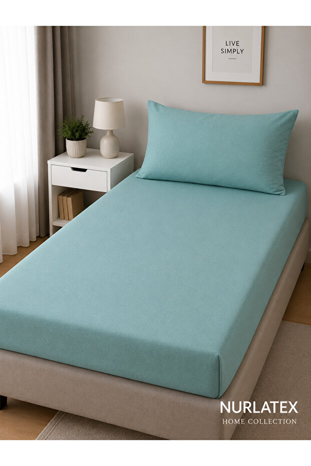 طقم ملاءات سرير مطاطية بلون واحد - 100 × 200