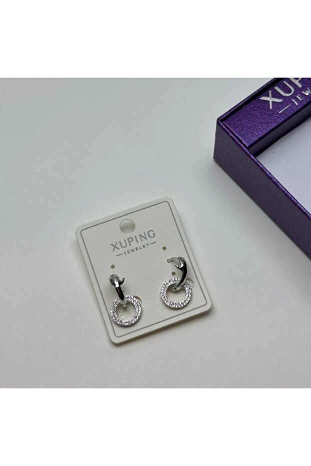 Xuping Jewelery Silver Color Hoop Dangle Earrings