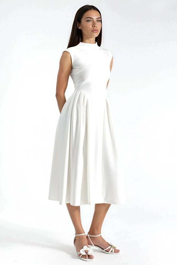 Rochie midi texturată cu panouri BUSEM - 4