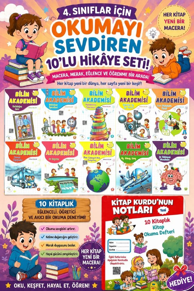 Set of 10 Stories for Grade 4 Students to Enjoy Reading -3 (Book Reading Notebook Gift)