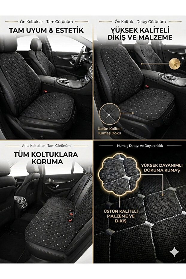 Anti-Sweat Car Seat Cushion Set with Pockets Easy Installation Universal Protective Cover Woven Fabric Silver Front Rear Full Set