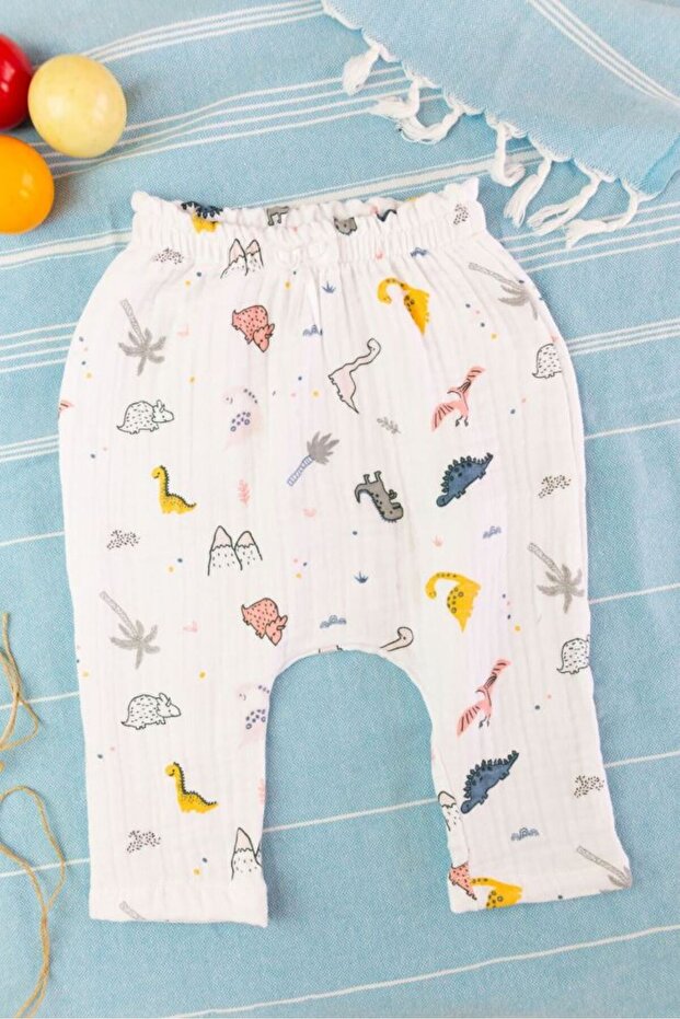 Baby muslin elastic waist baggy pants cotton