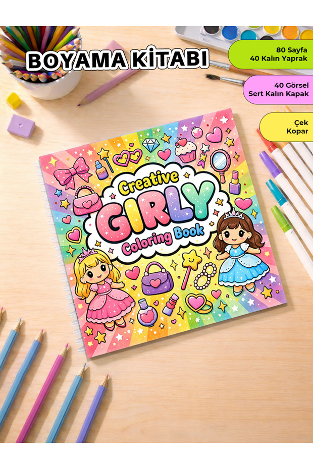 Girly Coloring Book Cozy Book – 21X20 cm I 40 Visuals I for Children and Adults