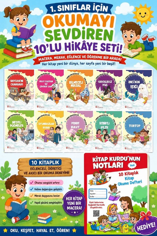 10 Story Set 7 That Makes Reading Fun for 1St Class Students (Book Reading Notebook Gift)