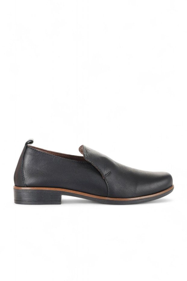 Black Leather Women's Casual Shoes 01Wd3802