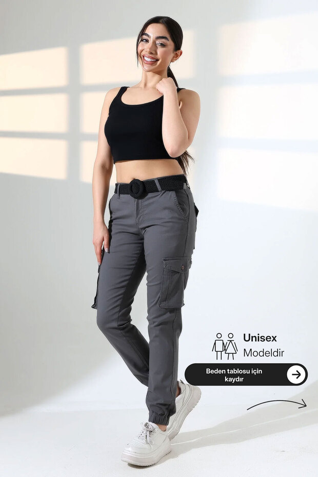 Linen Cargo Pocket Seasonal Trousers with Elastic Legs