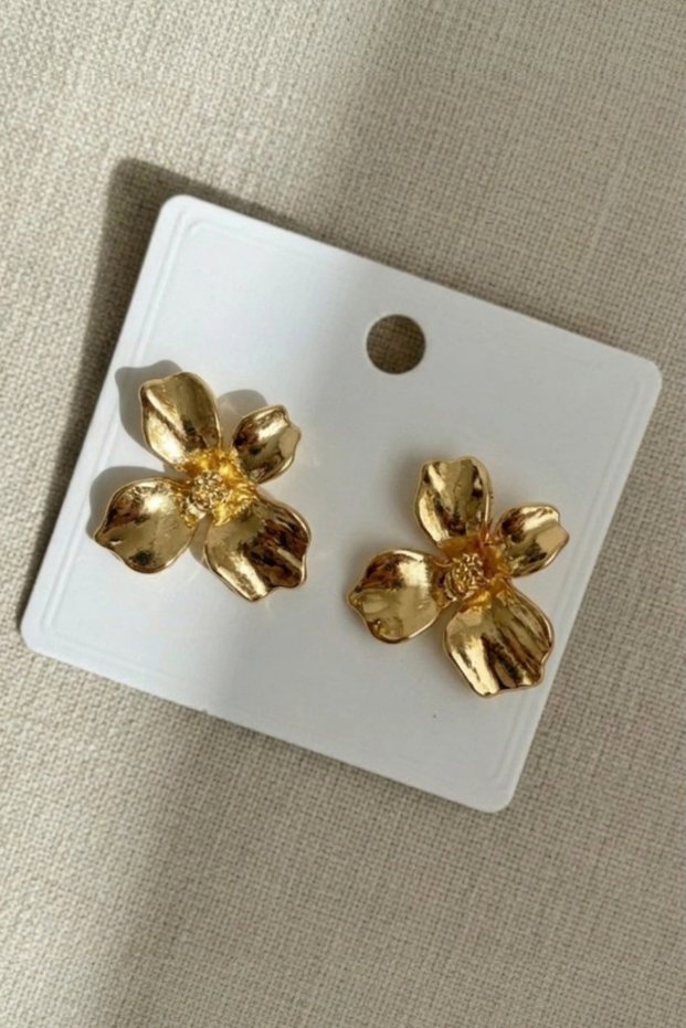 Gold Color Daily Stylish Flower Earrings