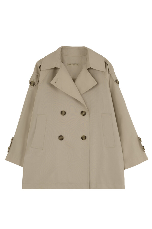 Double-Breasted Trench Coat Sage - 8