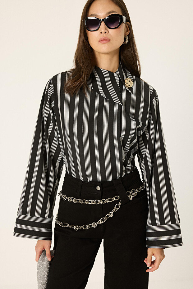 Glitter Striped Shirt - 3