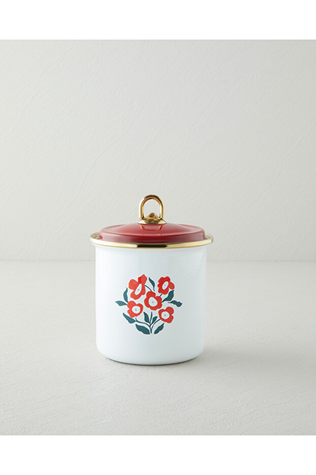 Bright Parade Enamel Spice Jar 0.75 L Red - White