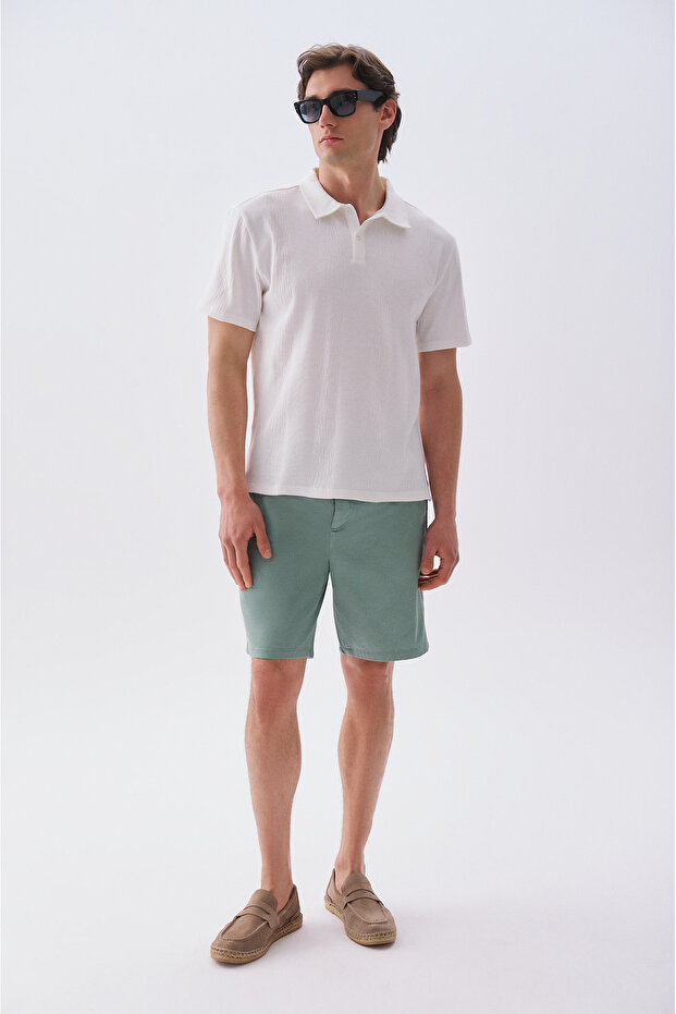 Men's Green Gray Straight Fit Chino Shorts