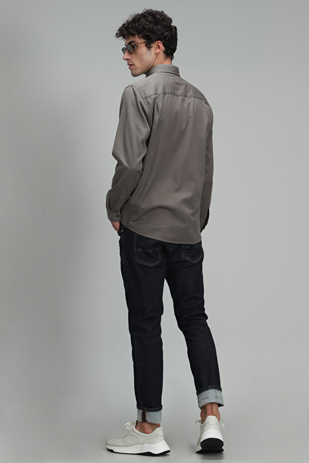 Ανδρικό πουκάμισο Quel Basic Regular Fit Khaki - 4