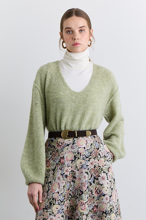 Jacquard Patterned Skirt Flower Pattern - 5