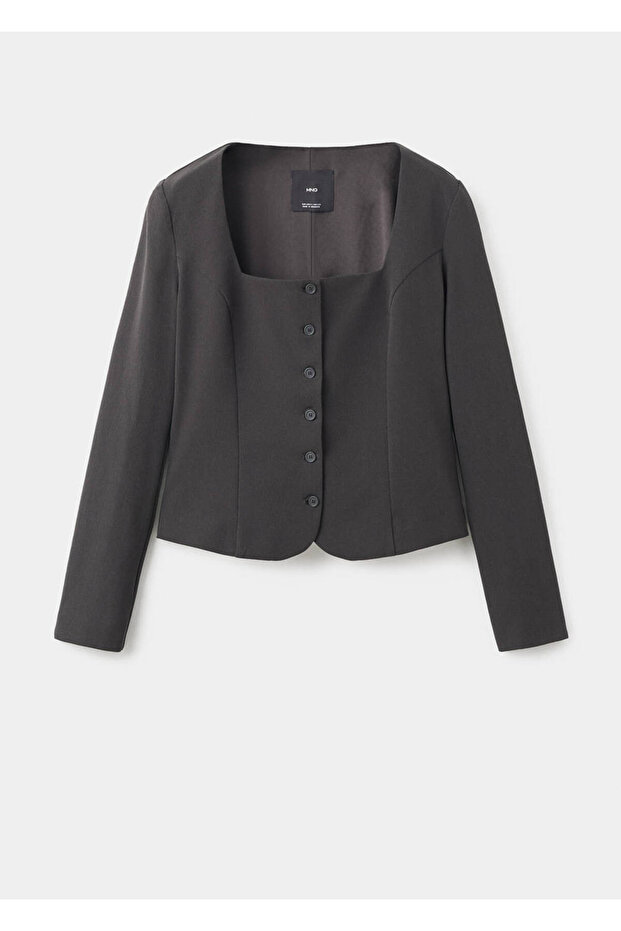 Jachetă tip blazer din țesătură crop - 3