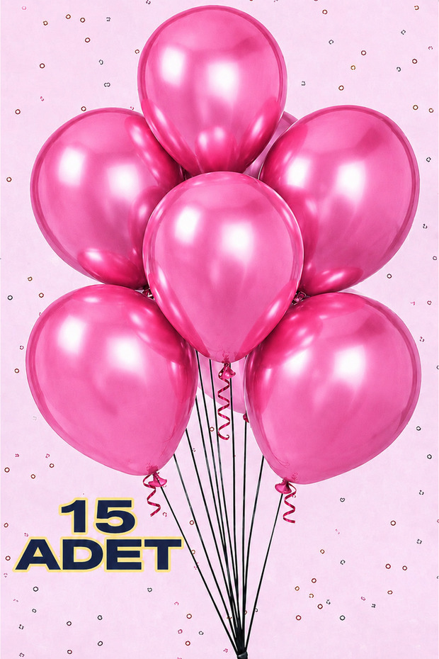 15 Pieces of Metallic Pink Shiny Balloons Birthday Celebration Ornament and Material