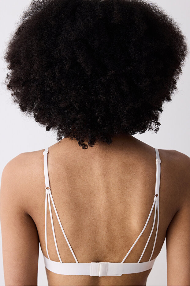 Removable Padded Soft Triangle White Bra - 6