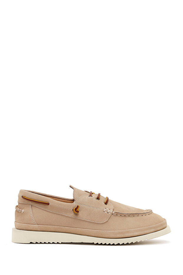 Men's Beige Lace-Up Suede Leather Casual Shoes 26Sfd828010