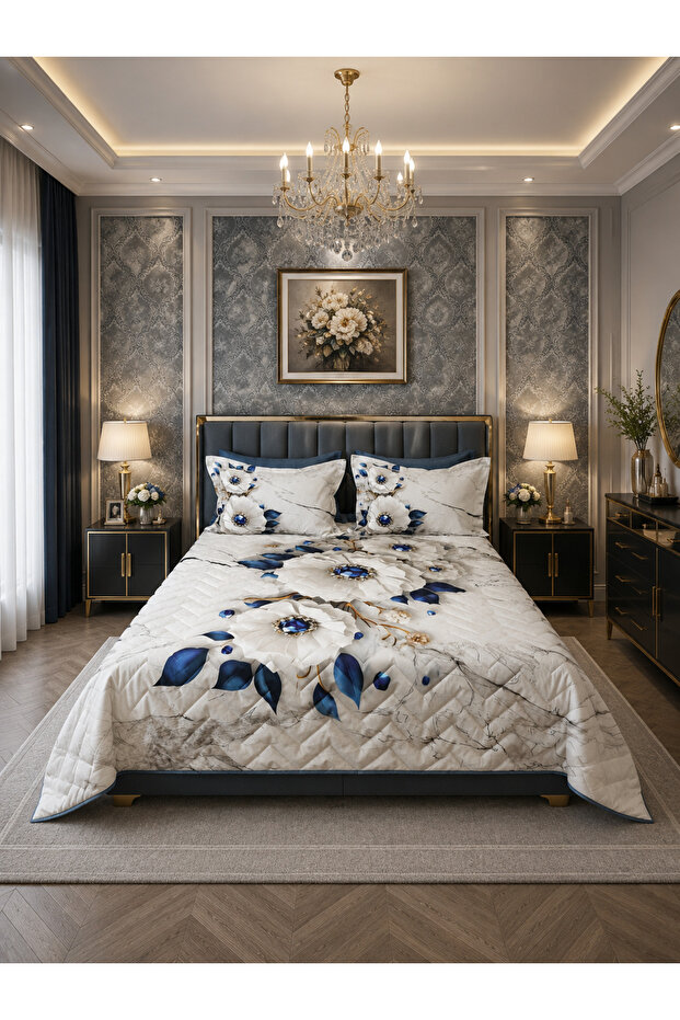 Blue Diamond Four Seasons Quilted Double Duvet Cover Set 6-Piece