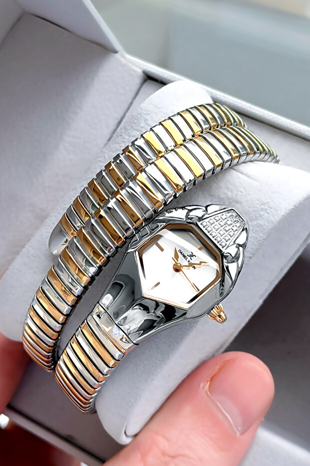 Snake Watch Model - Women's Wrist Watch, Waterproof Gold Silver Steel Band - Bracelet Gift Dkby2044C3