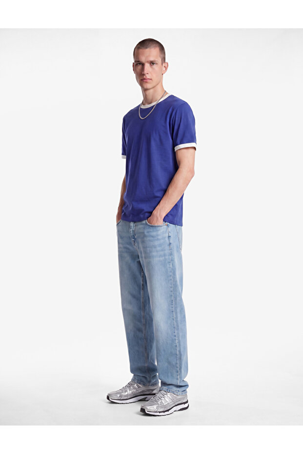 Normal Waist Pocketed Loose Baggy Jean Trousers