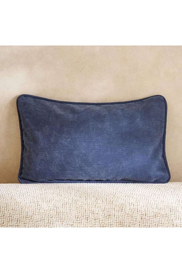 Fs.habitat Textured Velvet Cushion Cover With Piping 40x65cm-navy