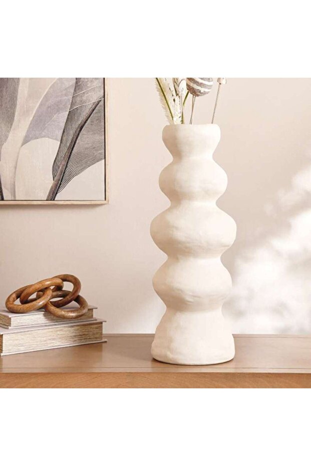 Hendrick Ceramic Vase 18.5x18x48.5cm - Off White