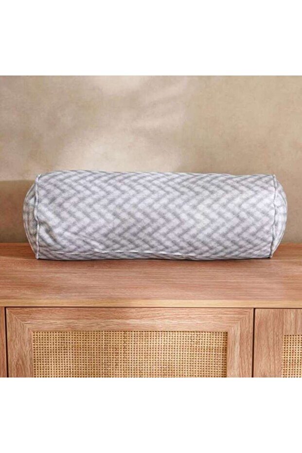 Shadow Line Printed Water Repellant Outdoor Filled Bolster 50x18cm - Grey