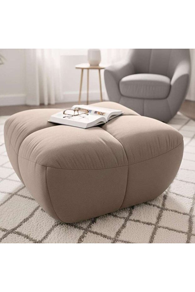 Macrame Ottoman - Beige