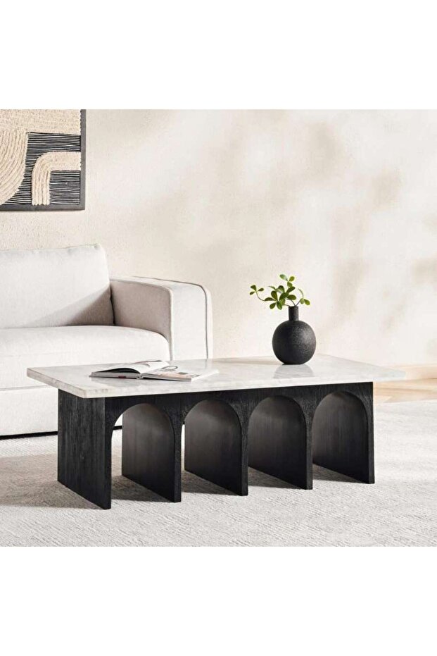 Nitia Coffee Table Marble - White & Black