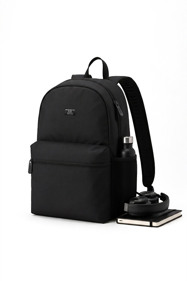 Unisex Black Waterproof Daily Backpack with Pocket