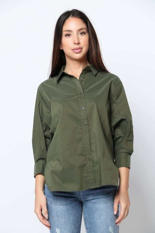 Oversized Button-Front Shirt - 3