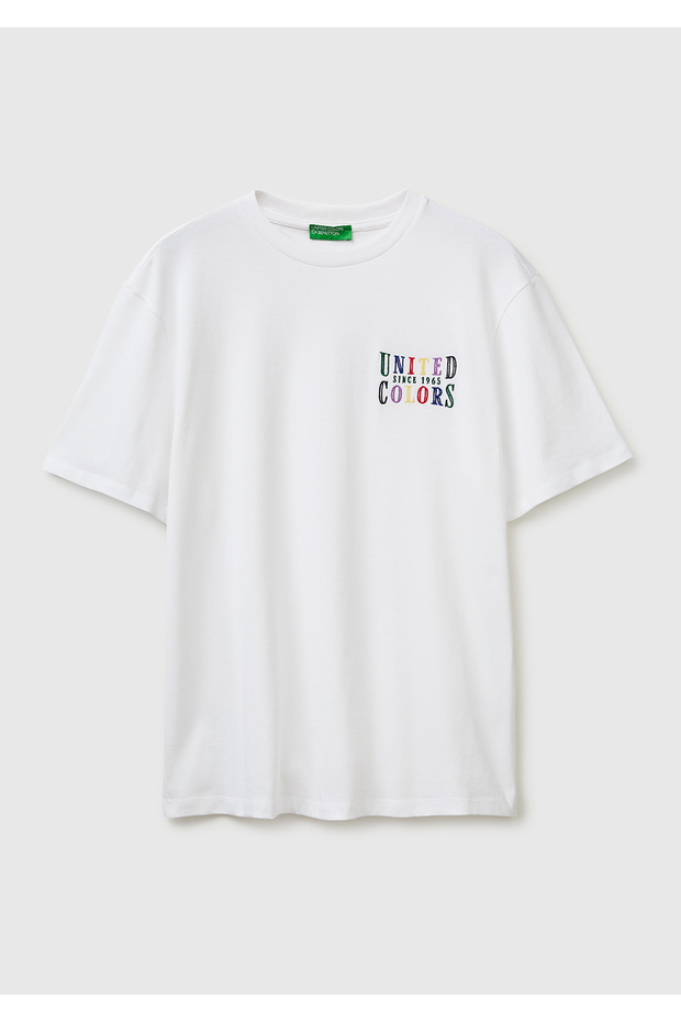 Men's grey 100% cotton regular fit logo embroidered t-shirt