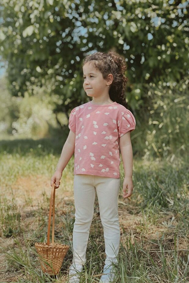 T-Shirt Set with Tights 1-7 Years Pink