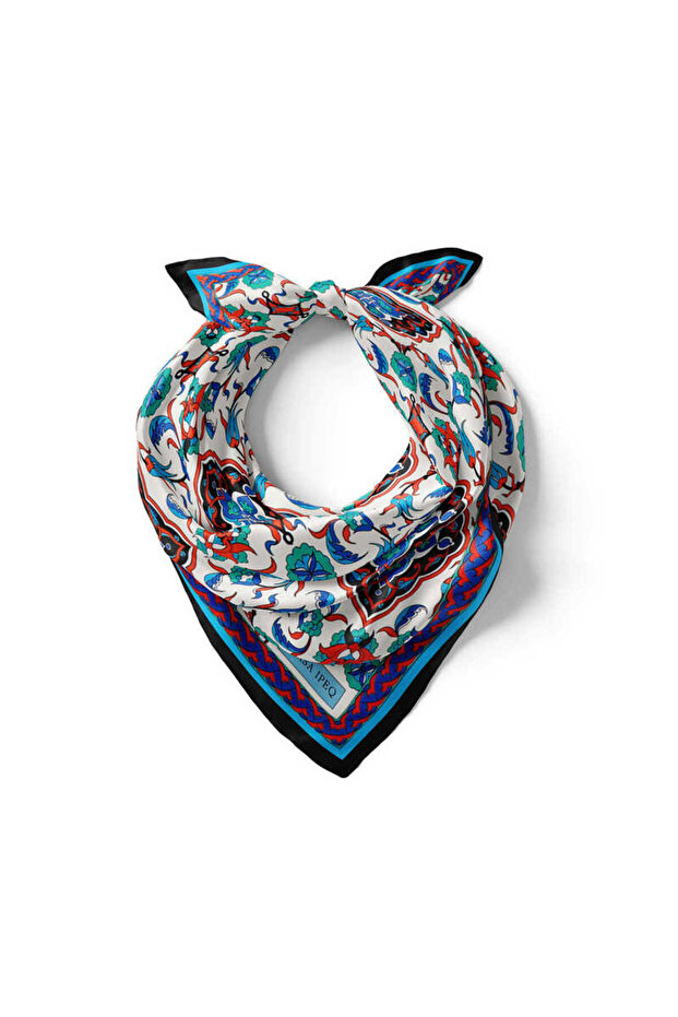 Black Tile Pattern Silky Handkerchief - 2
