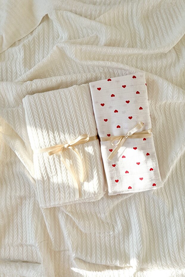 Multi-Purpose Muslin Blanket, Muslin Baby Blanket (80X90 cm) and Knitted Pique Baby Blanket 100X115Cm