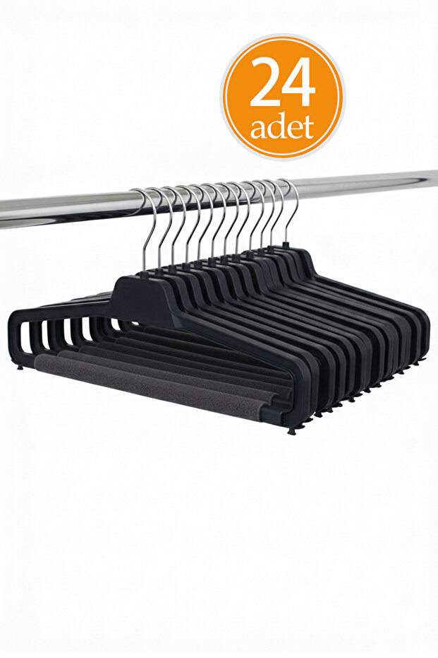 Pants Hangers Black - with Sponge - Pack of 24