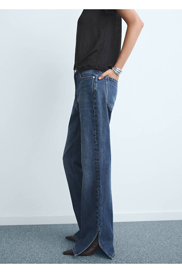 Straight-Cut Jeans with Slits
