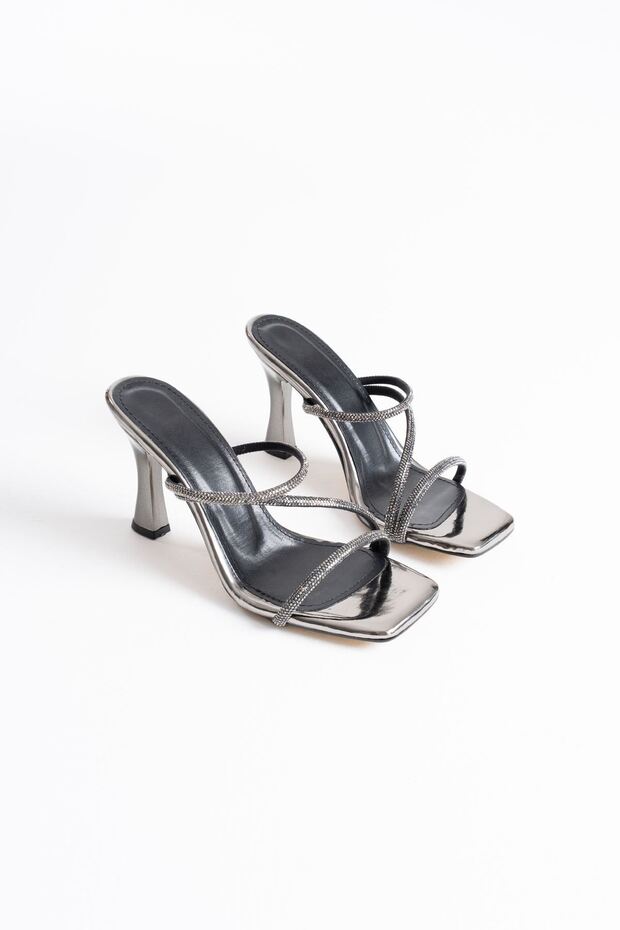 Capella Premium Platinum Stone Heeled Slippers
