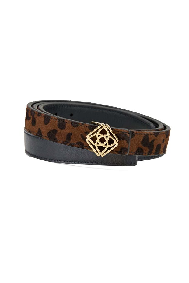 Kieran Brown Leopard Women's Reversible Leather Belt