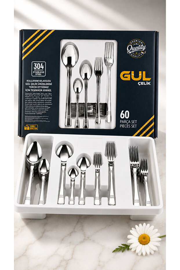 60 Piece 12 Person 18/10 Quality Cutlery Set Alvina Model Lüx 304