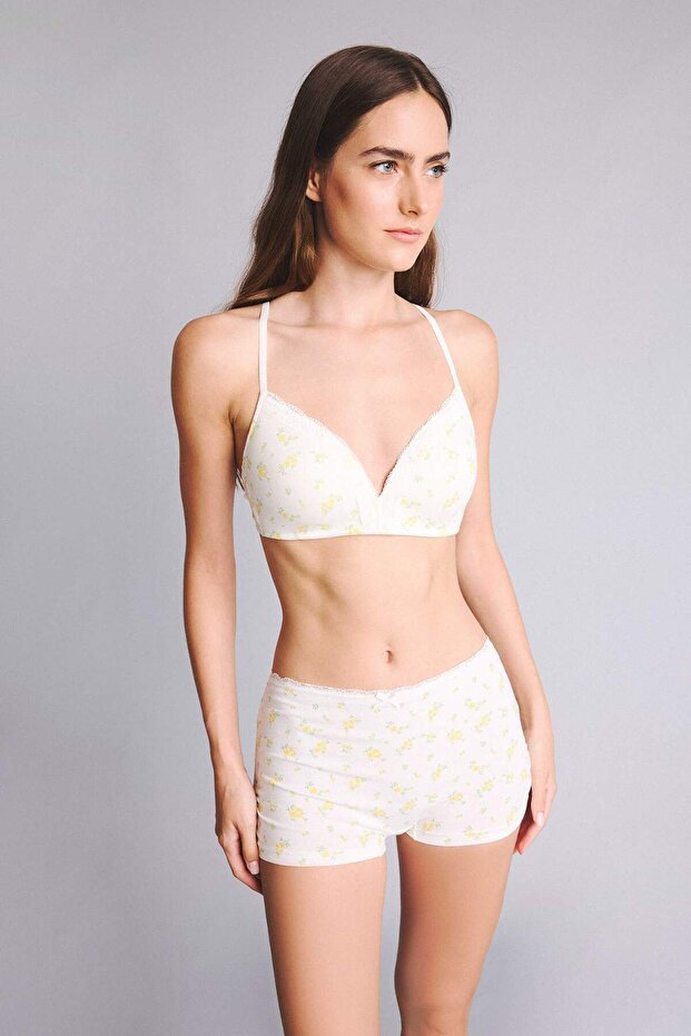 Floral Lace Detailed Combed Cotton Boxer H6474Ax26Sp