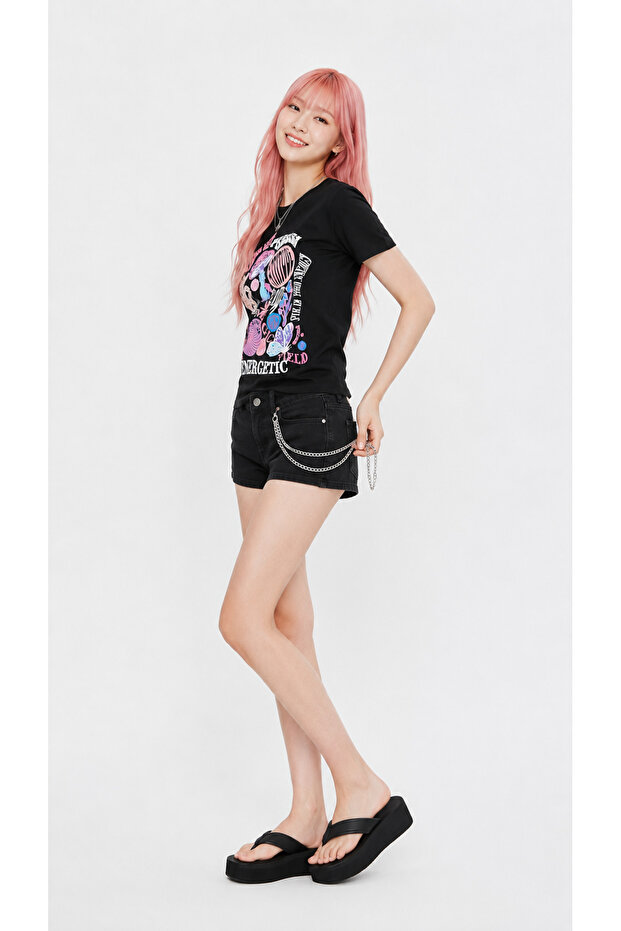 Black Front Printed Basic - 3