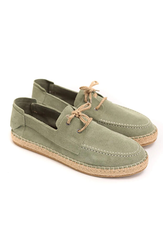 Petra Lace-Up Avocado Suede Genuine Leather Men's Espadrilles