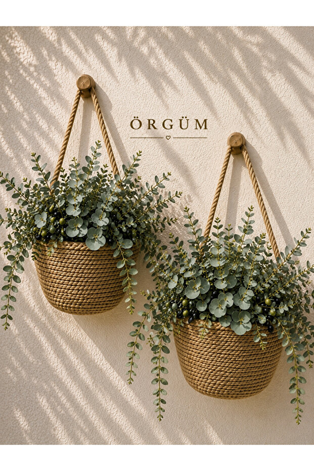 Decorative Basket 2-Piece Mini Flower Pot Organizer 12X10 cm Plants and Vine Supports Not Included